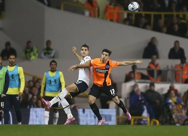 Joao Teixeira in Action: Brighton and Hove Albion vs. Tottenham Hotspur, Capital One Cup Showdown, October 2014