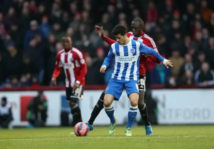 Framed Print : Joao Teixeira in Action: Brighton and Hove Albion vs. Brentford, FA Cup 3rd Round (Brentford 03JAN15) Framed Print : Joao Teixeira in Action: Brighton and Hove Albion vs. Brentford, FA Cup 3rd Round (Brentford 03JAN15)