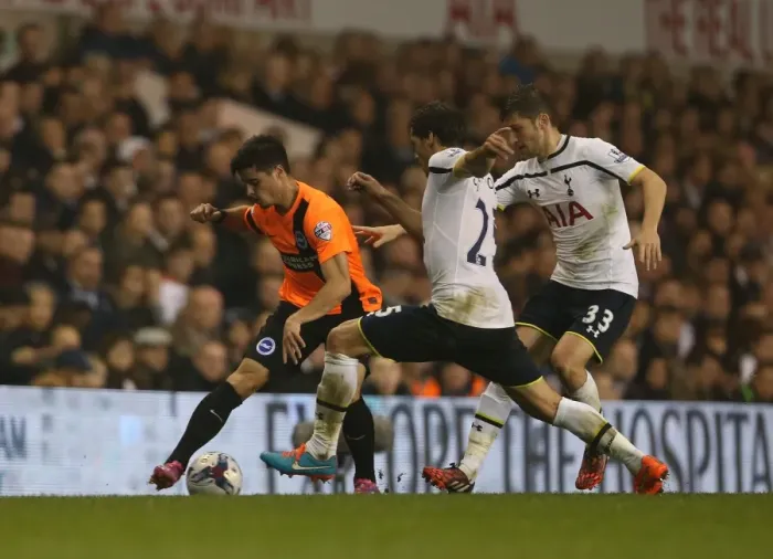 Framed Print : Joao Teixeira in Action: Tottenham vs. Brighton, Capital One Cup, 2014 Framed Print : Joao Teixeira in Action: Tottenham vs. Brighton, Capital One Cup, 2014