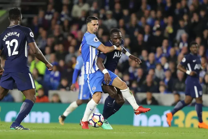 Framed Print : Kayal vs. Sissoko: Intense Midfield Battle in Brighton & Hove Albion vs. Tottenham Hotspur (17APR18)