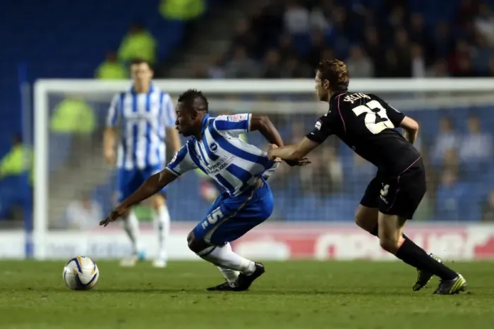 Framed Print : Kazenga LuaLua in Action: Brighton & Hove Albion vs Birmingham City, Npower Championship, Amex Stadium, September 29, 2012