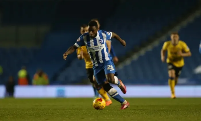 Framed Print : Kazenga LuaLua in Action: Brighton & Hove Albion vs Wigan Athletic, American Express Community Stadium, 4 November 2014 Framed Print : Kazenga LuaLua in Action: Brighton & Hove Albion vs Wigan Athletic, American Express Community Stadium, 4 November 2014