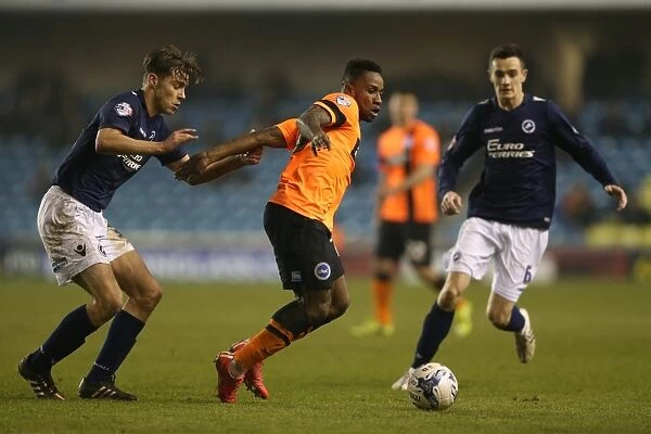 Kazenga LuaLua in Action: Brighton Midfielder Battles it Out in Championship Clash against Millwall (17MAR15)