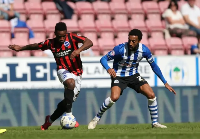 Framed Print : Kazenga LuaLua: In Action for Brighton against Wigan Athletic, Sky Bet Championship, 18th April 2015 Framed Print : Kazenga LuaLua: In Action for Brighton against Wigan Athletic, Sky Bet Championship, 18th April 2015