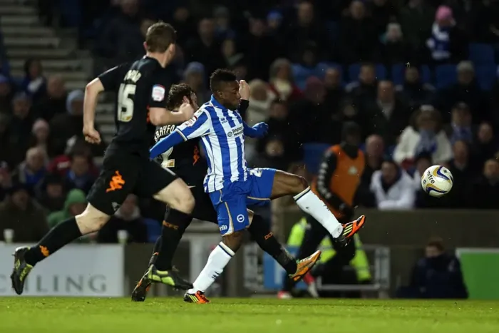 Framed Print : Kazenga LuaLua: Action-Packed Performance in Brighton & Hove Albion vs Derby County, Npower Championship, Amex Stadium (January 12, 2013) Framed Print : Kazenga LuaLua: Action-Packed Performance in Brighton & Hove Albion vs Derby County, Npower Championship, Amex Stadium (January 12, 2013)