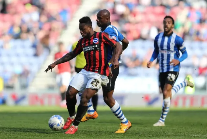 Framed Print : Kazenga LuaLua in Action: Wigan Athletic vs. Brighton & Hove Albion (18th April 2015) Framed Print : Kazenga LuaLua in Action: Wigan Athletic vs. Brighton & Hove Albion (18th April 2015)