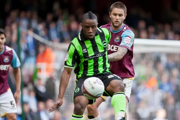 Framed Print : Kazenga LuaLua of Brighton & Hove Albion in Action Against West Ham United, Npower Championship, 14th April 2012 Framed Print : Kazenga LuaLua of Brighton & Hove Albion in Action Against West Ham United, Npower Championship, 14th April 2012
