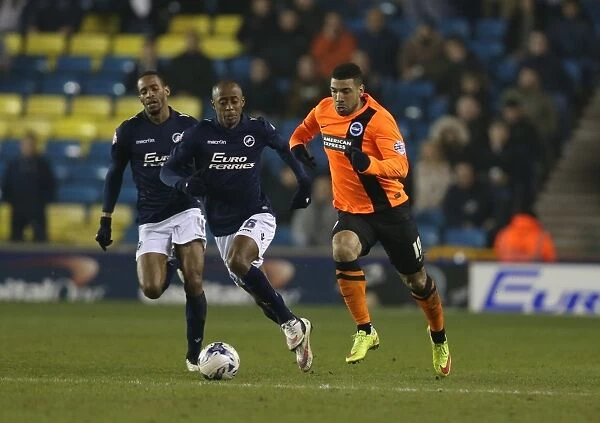 Leon Best in Action: Championship Showdown between Millwall and Brighton & Hove Albion at The New Den (17MAR15)