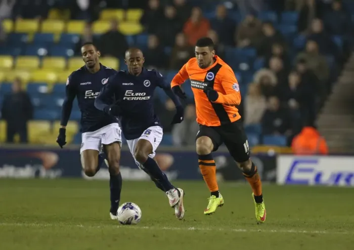 Framed Print : Leon Best in Action: Championship Showdown between Millwall and Brighton & Hove Albion at The New Den (17MAR15) Framed Print : Leon Best in Action: Championship Showdown between Millwall and Brighton & Hove Albion at The New Den (17MAR15)