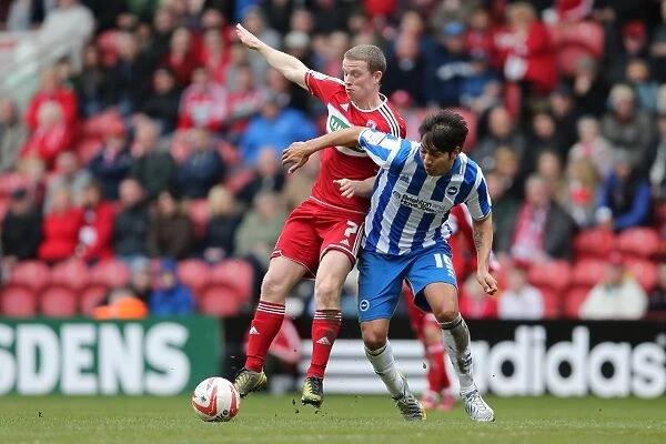 Leonardo Ulloa in Action: Middlesbrough vs. Brighton & Hove Albion, Championship Clash at Riverside Stadium (April 13, 2013)