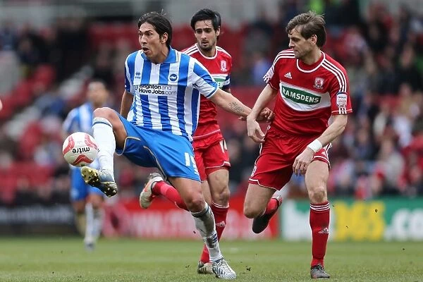 Leonardo Ulloa in Action: Middlesbrough vs. Brighton & Hove Albion, Championship Showdown - April 13, 2013