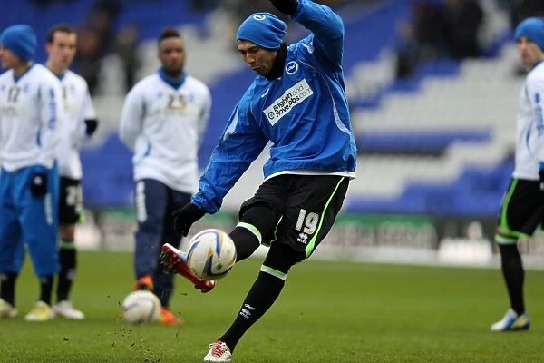 Leonardo Ulloa Warming Up Ahead of Brighton & Hove Albion's Clash against Blackburn Rovers (Birmingham City, 19th January 2013)