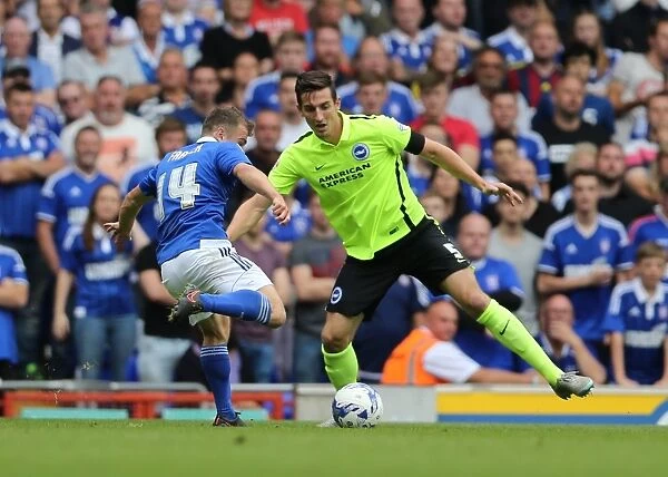 Lewis Dunk Focuses in Defense: Ipswich Town vs. Brighton & Hove Albion, Sky Bet Championship (August 28, 2015)