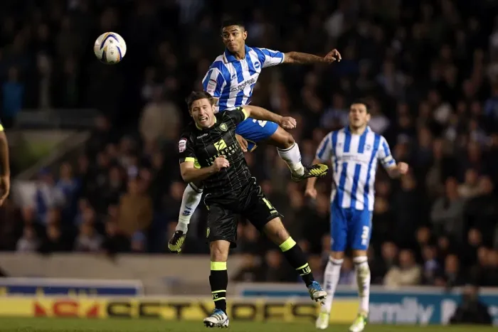 Framed Print : Liam Bridcutt's Header: Brighton & Hove Albion vs Leeds United, Npower Championship Clash at Amex Stadium (November 2, 2012) Framed Print : Liam Bridcutt's Header: Brighton & Hove Albion vs Leeds United, Npower Championship Clash at Amex Stadium (November 2, 2012)