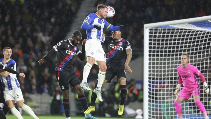Framed Print : Mac Allister Chases Goal: Brighton vs. Crystal Palace, Premier League 15MAR23