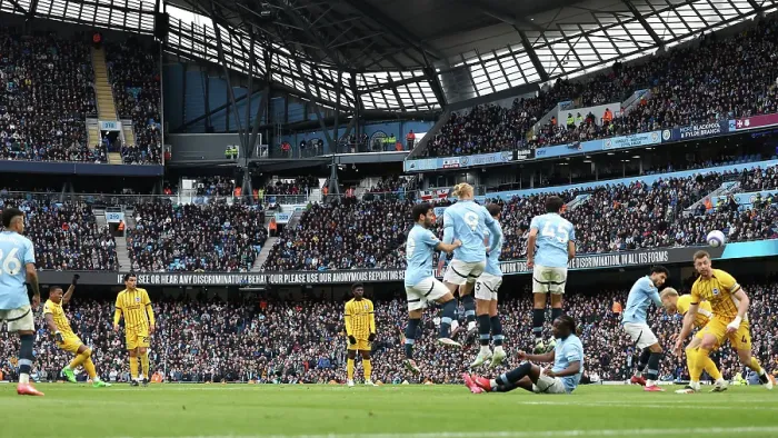 Framed Print : Manchester City v Brighton and Hove Albion Premier League 15MAR25 Framed Print : Manchester City v Brighton and Hove Albion Premier League 15MAR25