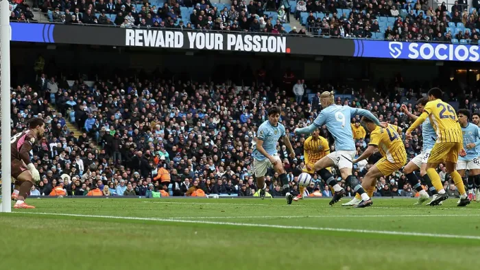 Framed Print : Manchester City v Brighton and Hove Albion Premier League 15MAR25 Framed Print : Manchester City v Brighton and Hove Albion Premier League 15MAR25