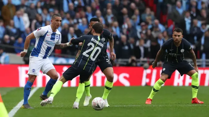 Framed Print : Manchester City vs. Brighton and Hove Albion: FA Cup Semi-Final Battle at Wembley Stadium (06APR19) Framed Print : Manchester City vs. Brighton and Hove Albion: FA Cup Semi-Final Battle at Wembley Stadium (06APR19)