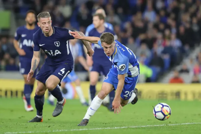 Framed Print : March vs Alderweireld: Intense Midfield Battle in Brighton and Hove Albion vs Tottenham Hotspur (17APR18) Framed Print : March vs Alderweireld: Intense Midfield Battle in Brighton and Hove Albion vs Tottenham Hotspur (17APR18)