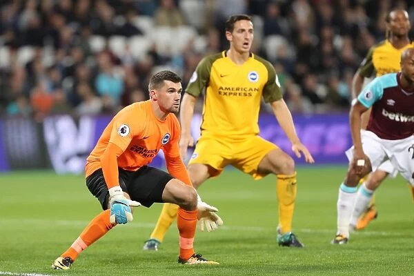 Mathew Ryan of Brighton and Hove Albion Faces Off Against West Ham United in Premier League Clash, 20th October 2017