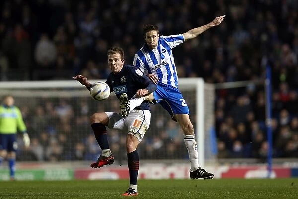 Matthew Upson Tackles Jordan Rhodes: Brighton & Hove Albion vs. Blackburn Rovers, February 12, 2013