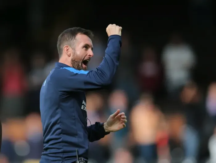 Framed Print : Nathan Jones Triumph: Brighton and Hove Albion Celebrate Championship Win Against Fulham (15 / 08 / 2015) Framed Print : Nathan Jones Triumph: Brighton and Hove Albion Celebrate Championship Win Against Fulham (15 / 08 / 2015)