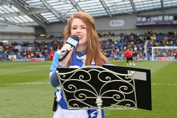 Opera Singer's Performance Amidst the Intensity: Brighton and Hove Albion vs. Watford, Sky Bet Championship 2015