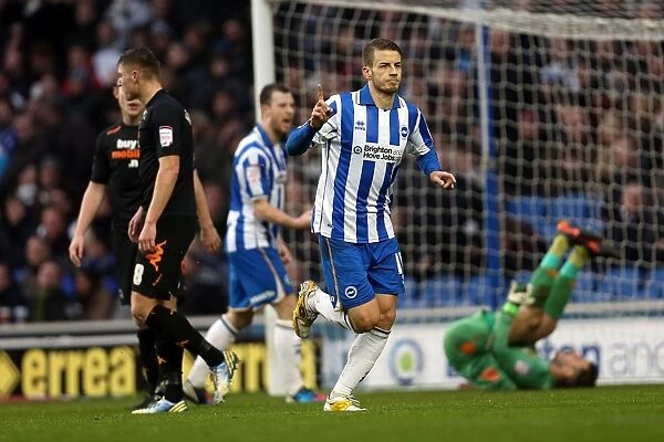 Orlandi Scores the Second Goal: Brighton & Hove Albion Leads Derby County 2-0 in the Npower Championship (January 12, 2013)