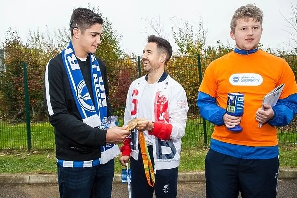Paralympian Will Bayley Cheers on Brighton and Hove Albion vs. Norwich City in Championship Match, October 2016