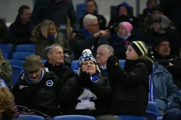 Framed Print : Passionate Albion Fans: A Moment of Pride at the American Express Community Stadium (January 2015) - Brighton and Hove Albion vs Ipswich Town