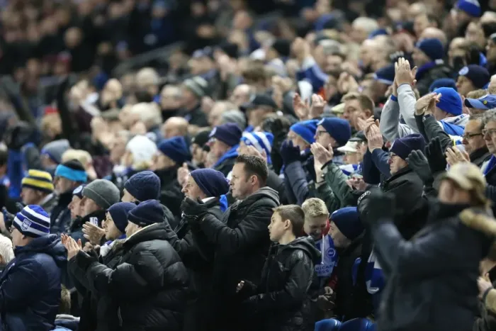 Framed Print : Passionate Albion Fans: A Moment of Pride at the American Express Community Stadium during Brighton vs Leeds United (24 February 2015) Framed Print : Passionate Albion Fans: A Moment of Pride at the American Express Community Stadium during Brighton vs Leeds United (24 February 2015)