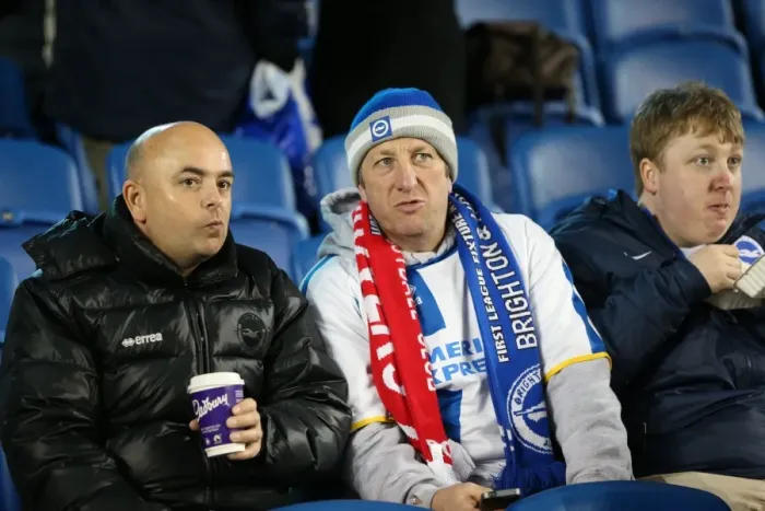 Framed Print : Passionate Albion Fans: A Moment of Pride at the American Express Community Stadium (Brighton & Hove Albion vs Leeds United, 24 February 2015)