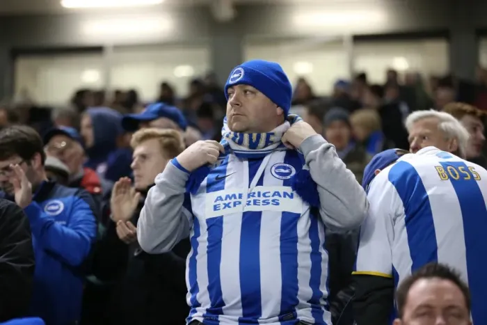 Framed Print : Passionate Albion Fans: A Moment of Pride at the American Express Community Stadium vs Leeds United (24 February 2015) Framed Print : Passionate Albion Fans: A Moment of Pride at the American Express Community Stadium vs Leeds United (24 February 2015)