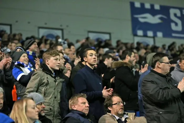 Framed Print : Passionate Albion Fans: A Moment of Pride at the American Express Community Stadium (Brighton & Hove Albion vs Leeds United, 24 February 2015) Framed Print : Passionate Albion Fans: A Moment of Pride at the American Express Community Stadium (Brighton & Hove Albion vs Leeds United, 24 February 2015)