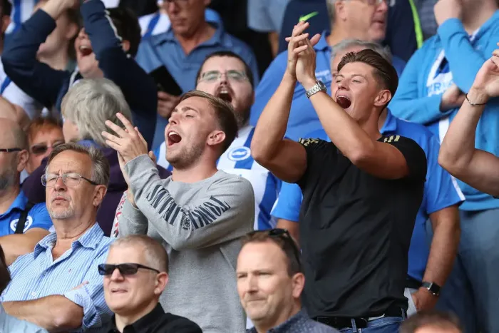 Framed Print : Passionate Albion Fans at Vicarage Road: Watford vs. Brighton & Hove (11AUG18) Framed Print : Passionate Albion Fans at Vicarage Road: Watford vs. Brighton & Hove (11AUG18)