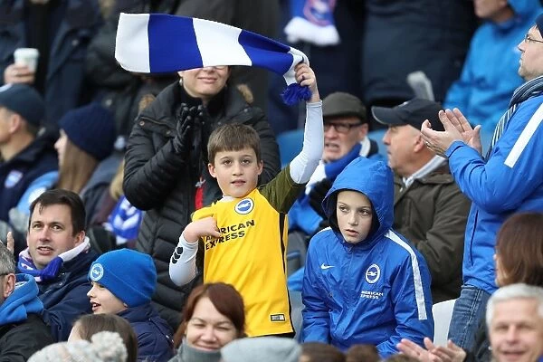 Passionate Brighton and Hove Albion Fans at American Express Community Stadium During Premier League Match Against Bournemouth (1st January 2018)