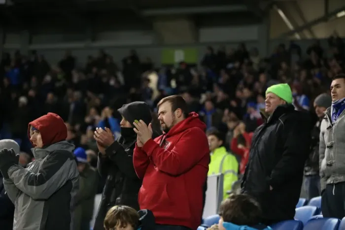 Framed Print : Passionate Moment: Brighton and Hove Albion Fans in Full Swing during Sky Bet Championship Match vs Ipswich Town (January 2015) Framed Print : Passionate Moment: Brighton and Hove Albion Fans in Full Swing during Sky Bet Championship Match vs Ipswich Town (January 2015)