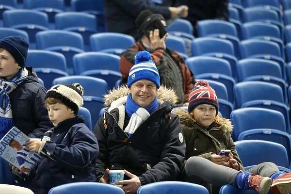 Passionate Moment: Brighton and Hove Albion Fans in Action at American Express Community Stadium vs Ipswich Town (January 2015)
