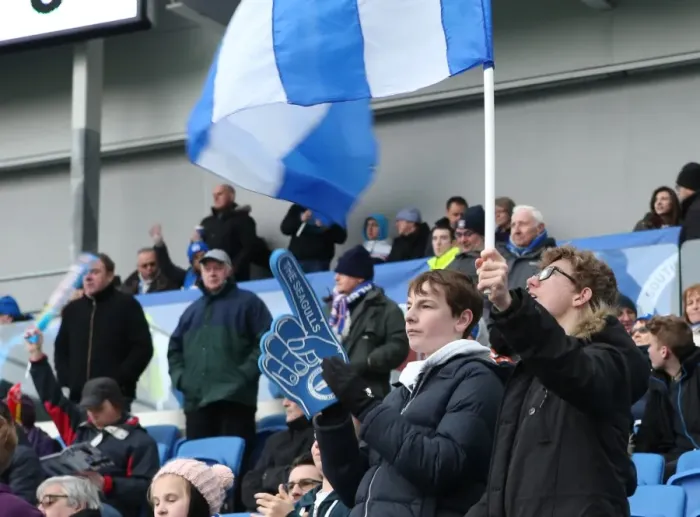Framed Print : Passionate Moment: Brighton and Hove Albion Fans during the Sky Bet Championship Match vs. Wolverhampton Wanderers (14MAR15) Framed Print : Passionate Moment: Brighton and Hove Albion Fans during the Sky Bet Championship Match vs. Wolverhampton Wanderers (14MAR15)