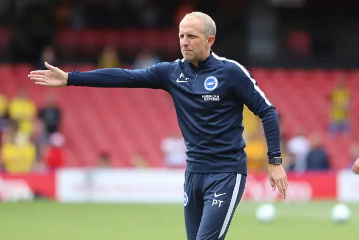Framed Print : Paul Trollope: Intense Focus as Brighton and Hove Albion Face Watford in Premier League (11AUG18) Framed Print : Paul Trollope: Intense Focus as Brighton and Hove Albion Face Watford in Premier League (11AUG18)