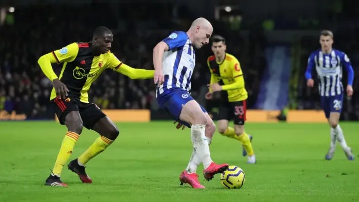 Framed Print : Premier League Showdown: Brighton & Hove Albion vs. Watford at American Express Community Stadium (08FEB20) Framed Print : Premier League Showdown: Brighton & Hove Albion vs. Watford at American Express Community Stadium (08FEB20)