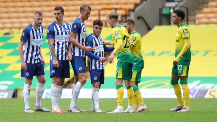 Framed Print : Premier League Showdown: Norwich City vs. Brighton & Hove Albion at Carrow Road (04JUL20) Framed Print : Premier League Showdown: Norwich City vs. Brighton & Hove Albion at Carrow Road (04JUL20)
