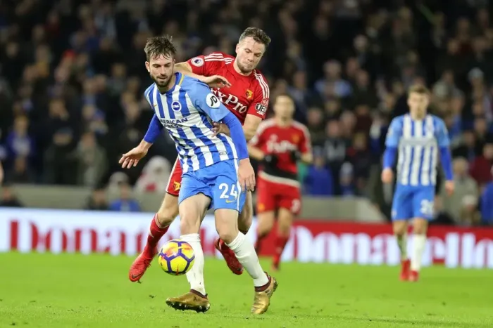 Framed Print : Propper vs. Cleverley: Intense Midfield Battle in Brighton and Hove Albion vs. Watford (23DEC17) Framed Print : Propper vs. Cleverley: Intense Midfield Battle in Brighton and Hove Albion vs. Watford (23DEC17)