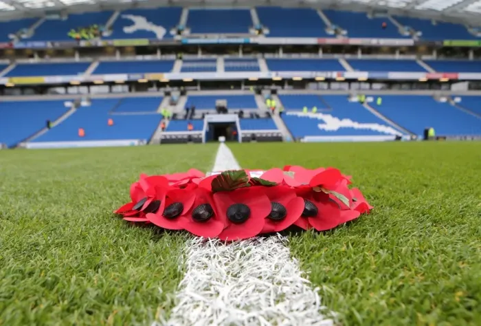 Framed Print : Remembrance Day Poppies: Brighton & Hove Albion vs. Wigan Athletic, Sky Bet Championship 2014 Framed Print : Remembrance Day Poppies: Brighton & Hove Albion vs. Wigan Athletic, Sky Bet Championship 2014