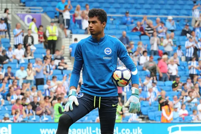 Framed Print : Robert Sanchez's Premier League Debut: Saving for Brighton & Hove Albion Against Manchester City (12AUG17)