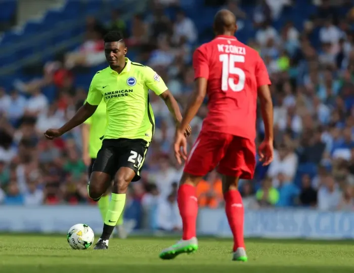Framed Print : Rohan Ince in Action: Brighton & Hove Albion vs Sevilla FC Pre-Season Clash at American Express Community Stadium (2015) Framed Print : Rohan Ince in Action: Brighton & Hove Albion vs Sevilla FC Pre-Season Clash at American Express Community Stadium (2015)