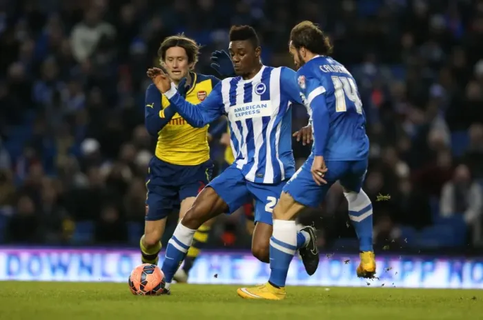 Framed Print : Rohan Ince in Action: Brighton & Hove Albion vs Arsenal FA Cup Clash (25Jan15)