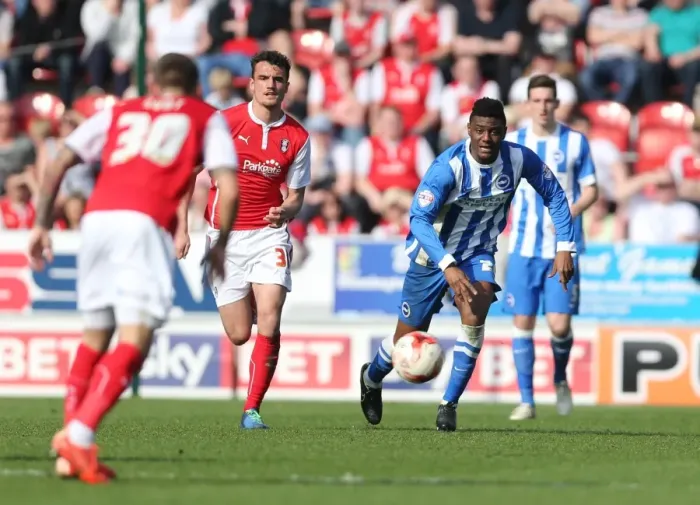 Framed Print : Rohan Ince in Action: Brighton Midfielder Battles in Sky Bet Championship Clash vs. Rotherham United (6th April 2015) Framed Print : Rohan Ince in Action: Brighton Midfielder Battles in Sky Bet Championship Clash vs. Rotherham United (6th April 2015)