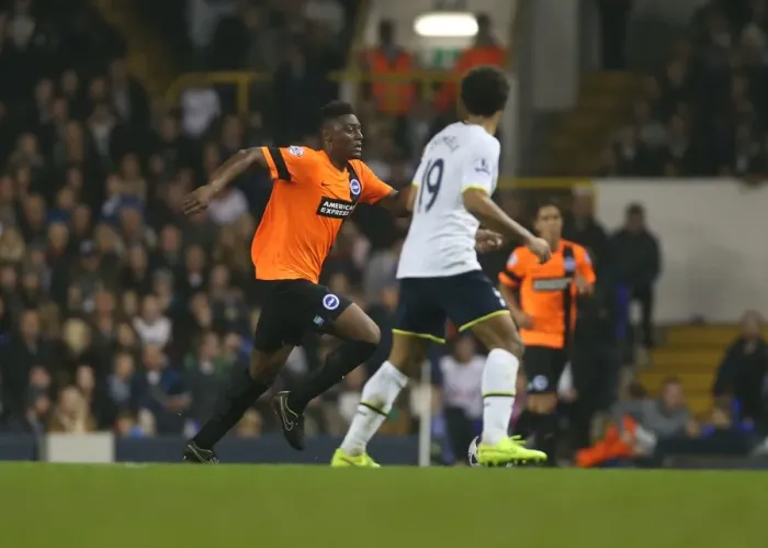 Framed Print : Rohan Ince Fights for Brighton And Hove Albion Against Tottenham Hotspur in Capital One Cup Clash, 29th October 2014