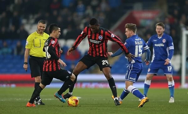 Rohan Ince: Midfield Battle in Cardiff City vs. Brighton and Hove Albion, Sky Bet Championship 2015